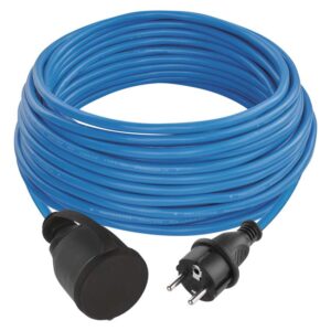 Počasí odolný prodlužovací kabel 20 m, 1 zásuvka, modrý, PVC, 230 V, 1.5 mm2