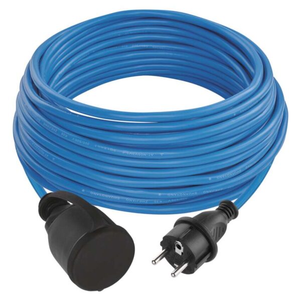 Počasí odolný prodlužovací kabel 20 m, 1 zásuvka, modrý, PVC, 230 V, 1.5 mm2